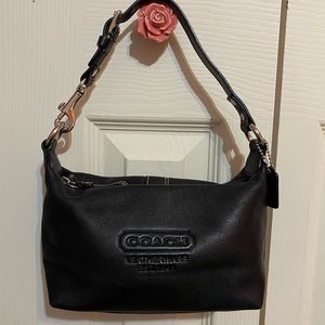 Coach black leather mini handbag with storage bag